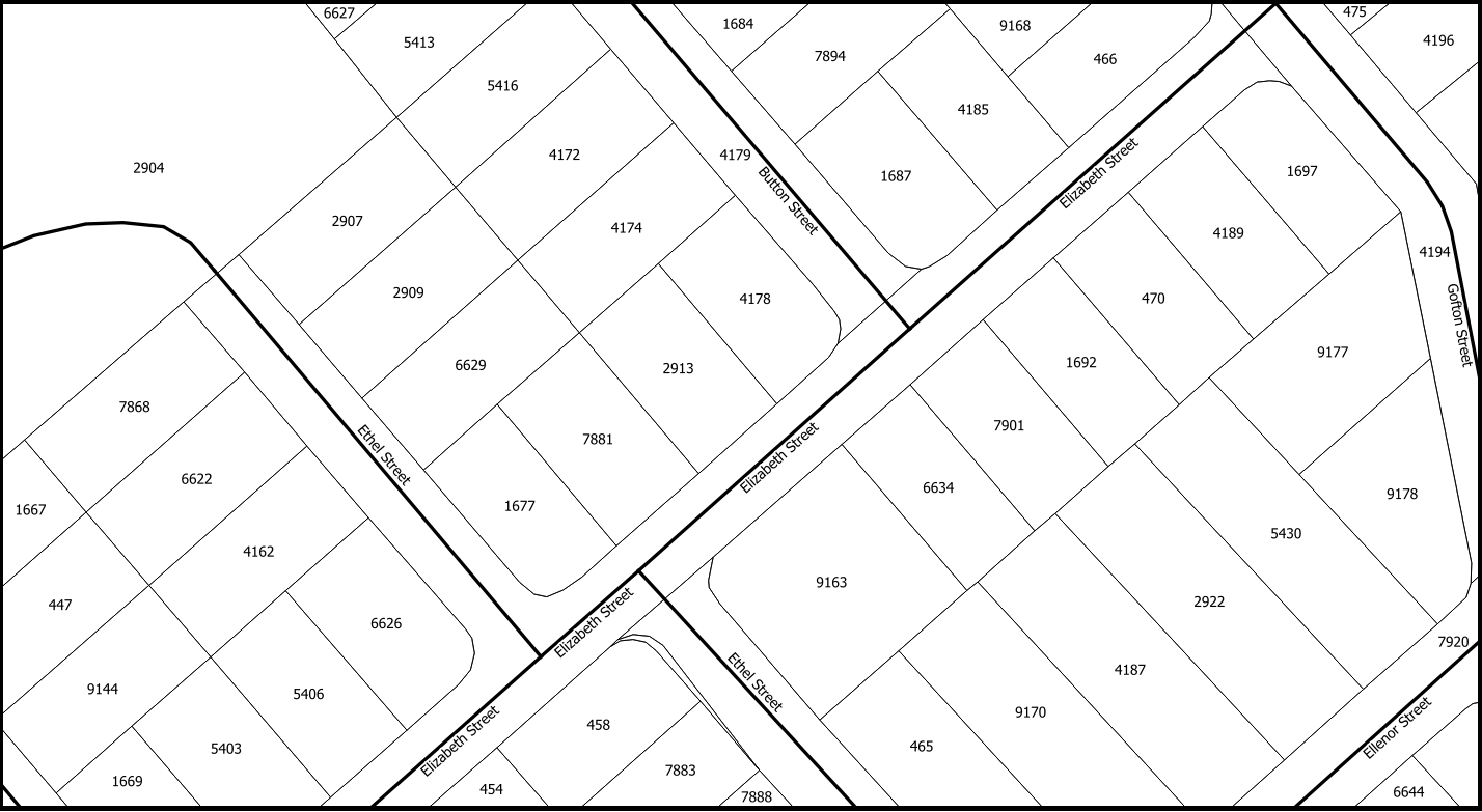 Thematic map of the land parcels and roads from Dorset (Tasmania)