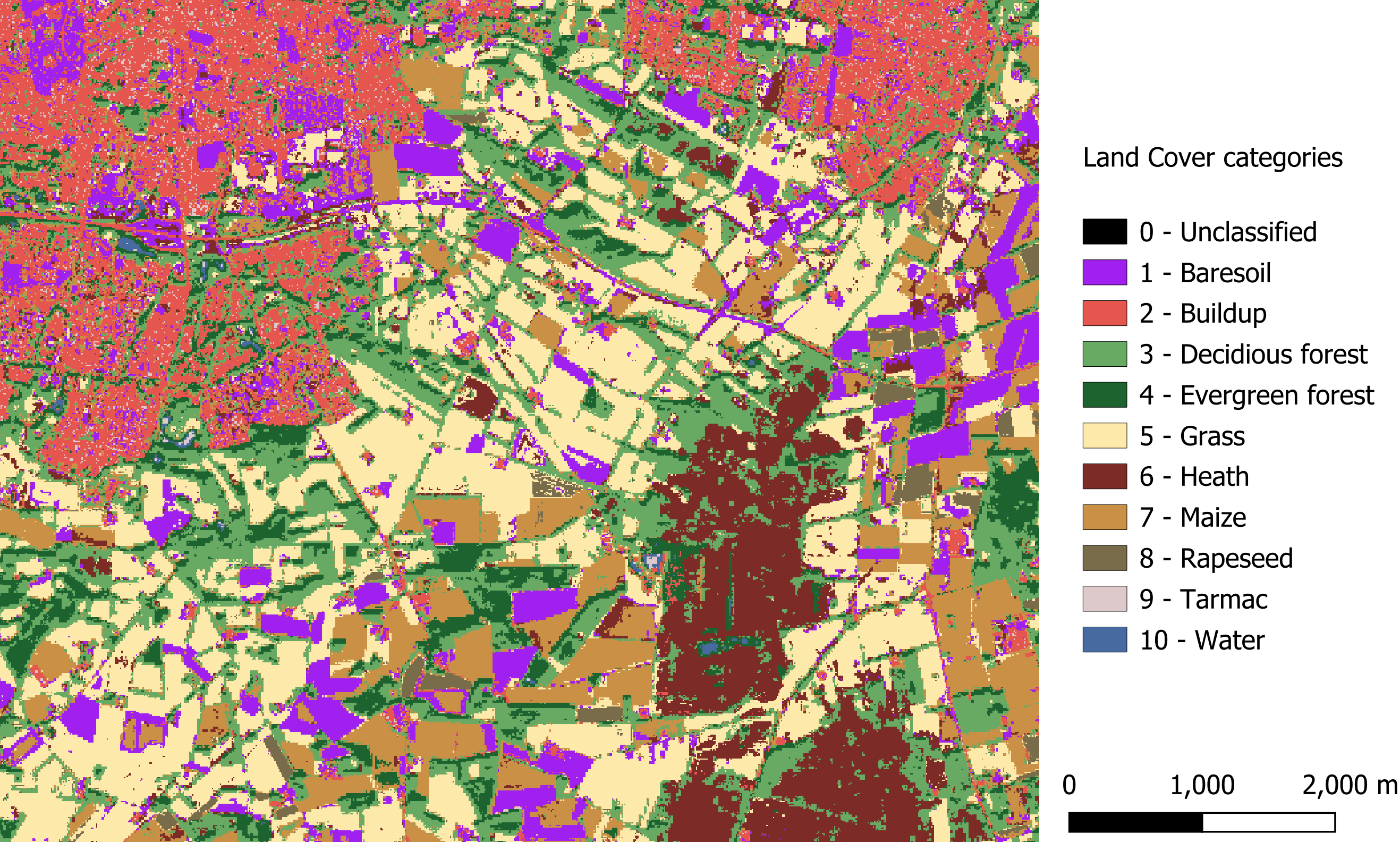 Land cover map of Enschede (The Netherlands) based on Sentinel 2 imagery (2016)