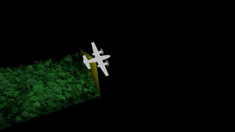 Animation illustrating the level of detail collected with a LiDAR sensor mounted on an airplane.