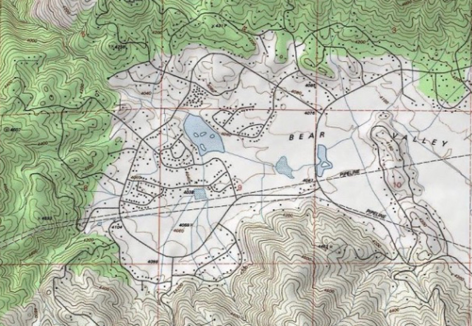 Detail of a topographic map the Tehachapi Mountains (California, USA). Section of "The National Map" by USGS
